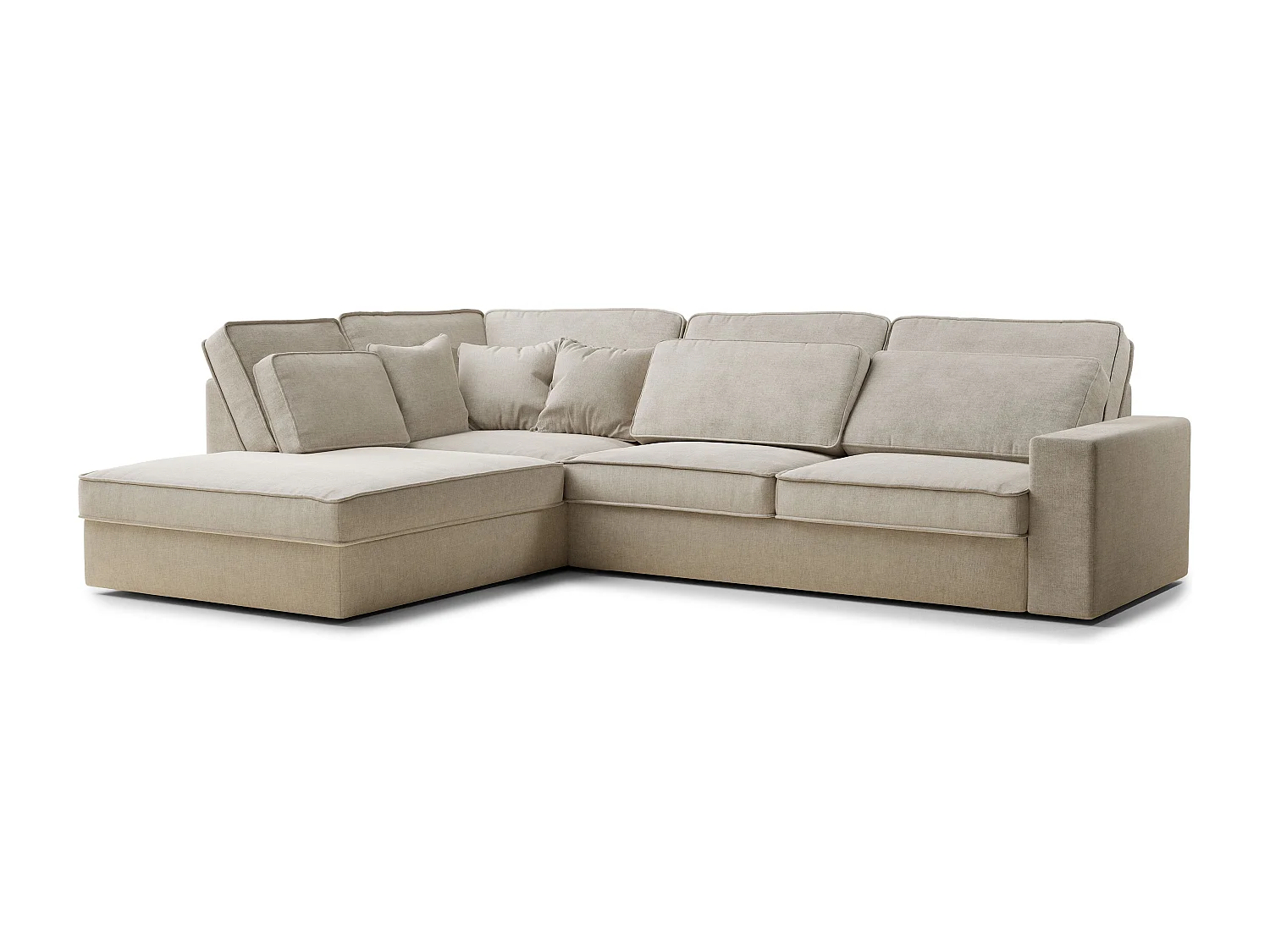 Ecksofa 5-Sitzer - Ecke Links - Chenille-Stoff - beige - KIROU