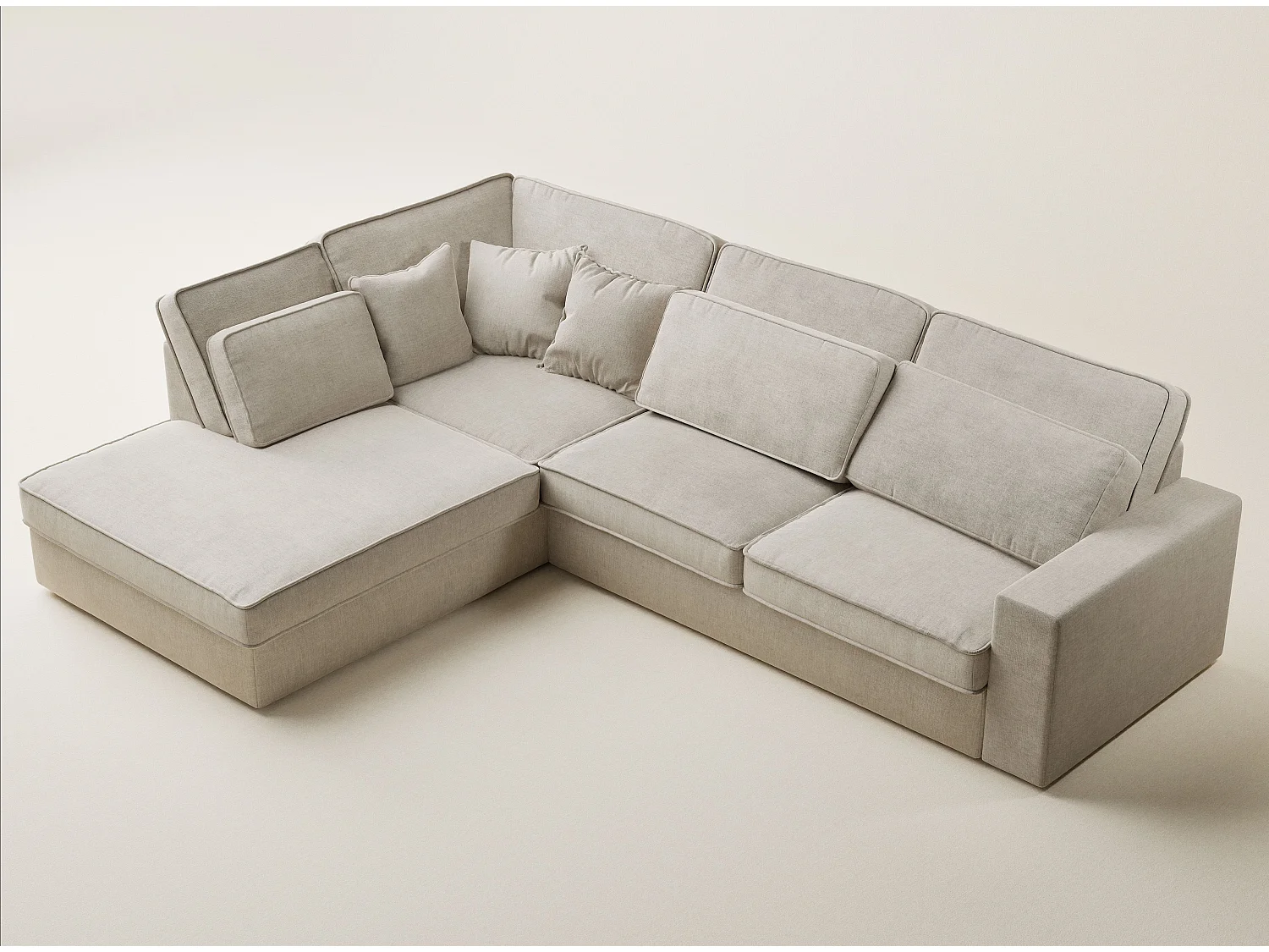 Ecksofa 5-Sitzer - Ecke Links - Chenille-Stoff - beige - KIROU