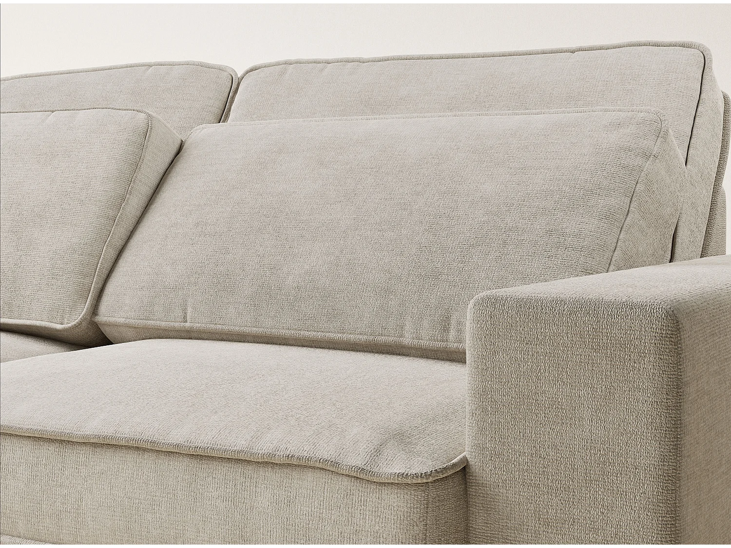 Ecksofa 5-Sitzer - Ecke Links - Chenille-Stoff - beige - KIROU