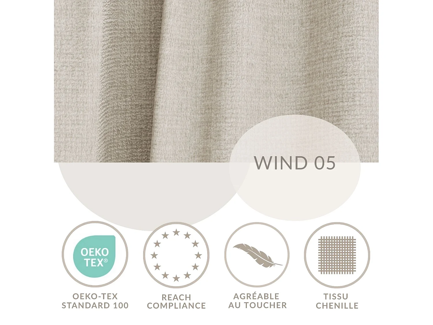 Ecksofa 5-Sitzer - Ecke Links - Chenille-Stoff - beige - KIROU