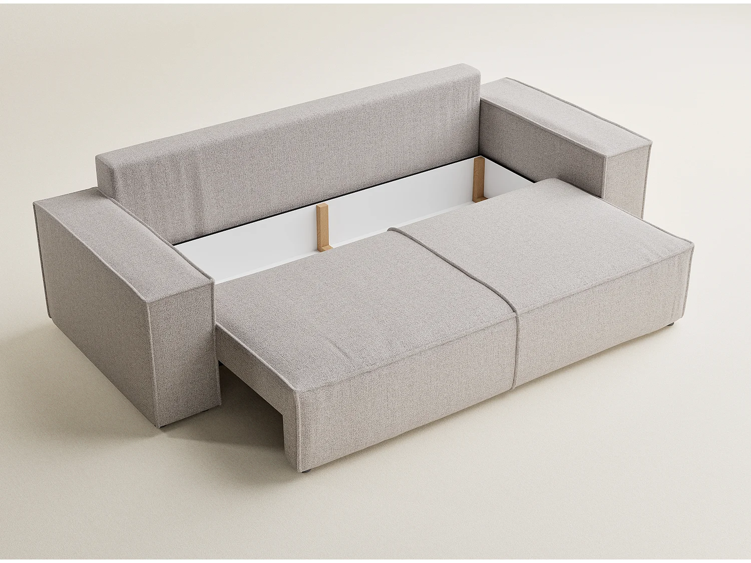 Canapé 3 places convertible en tissu tressé beige MILOS