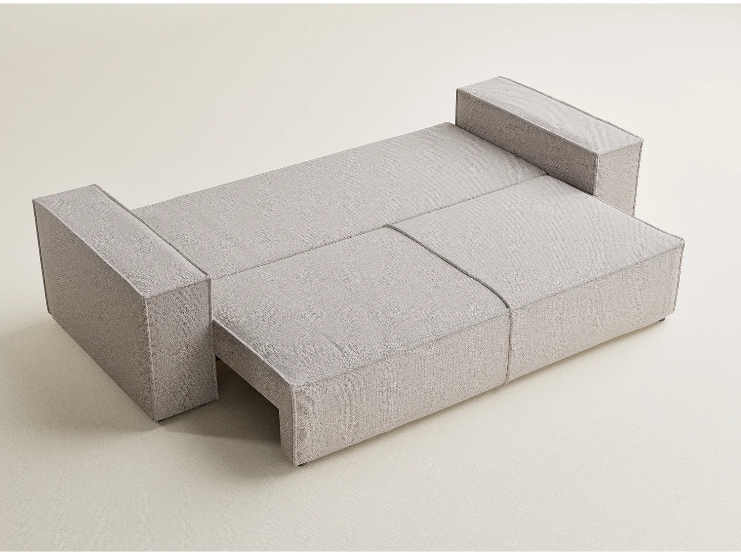 Canapé 3 places convertible en tissu tressé beige MILOS