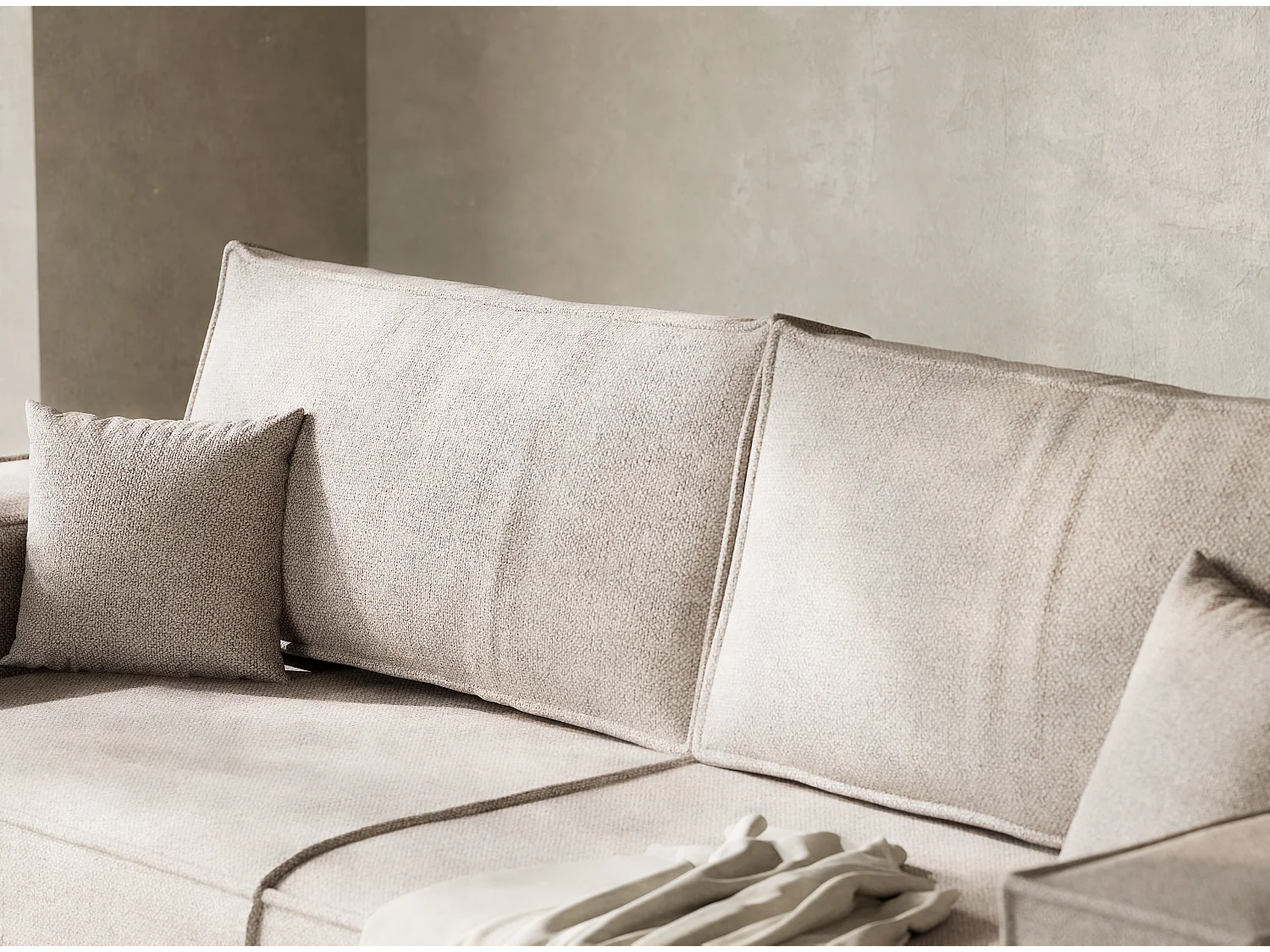 Canapé 3 places convertible en tissu tressé beige MILOS