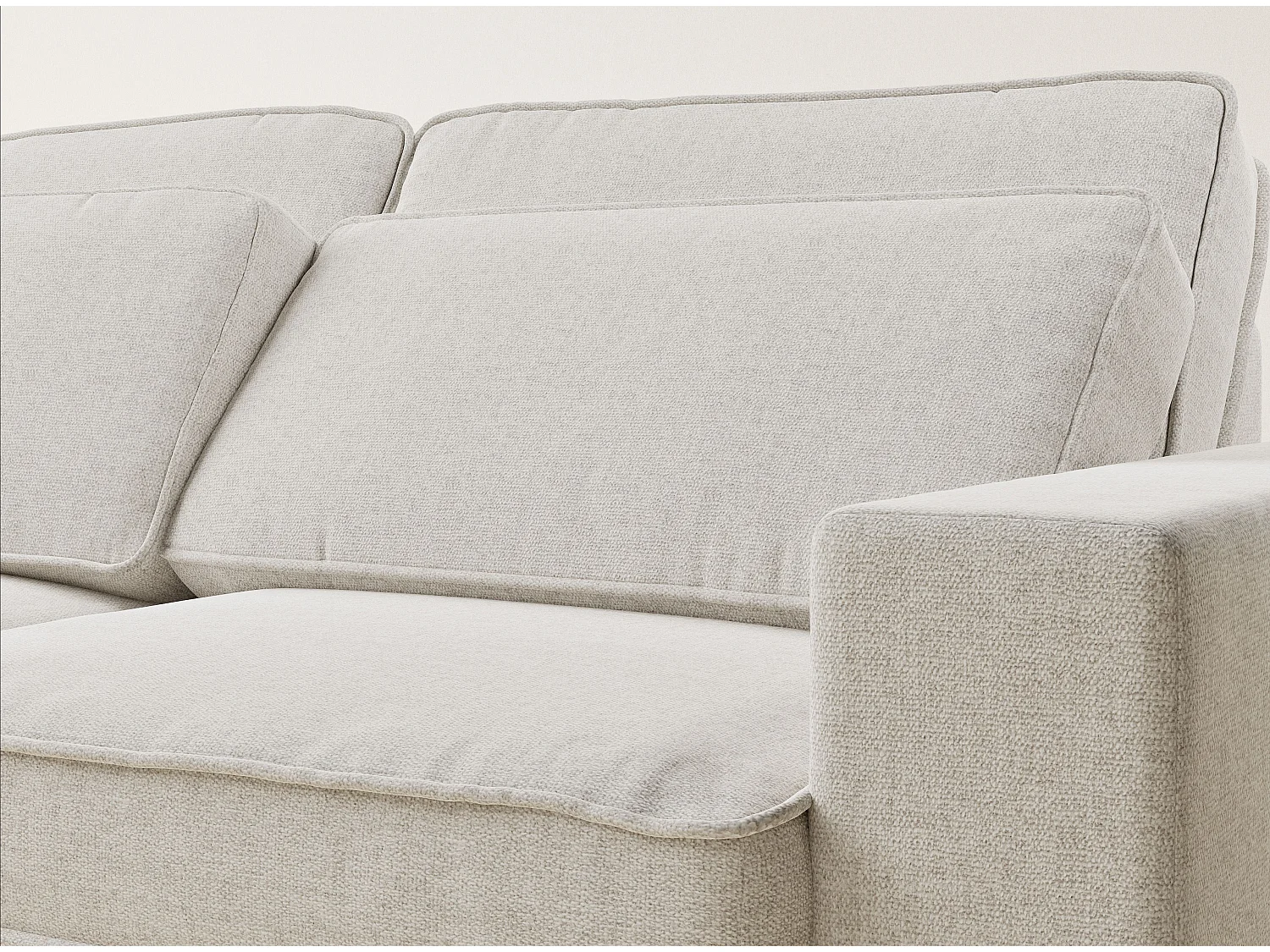 Canapé d'angle gauche 5 places en tissu tressé beige clair KIROU