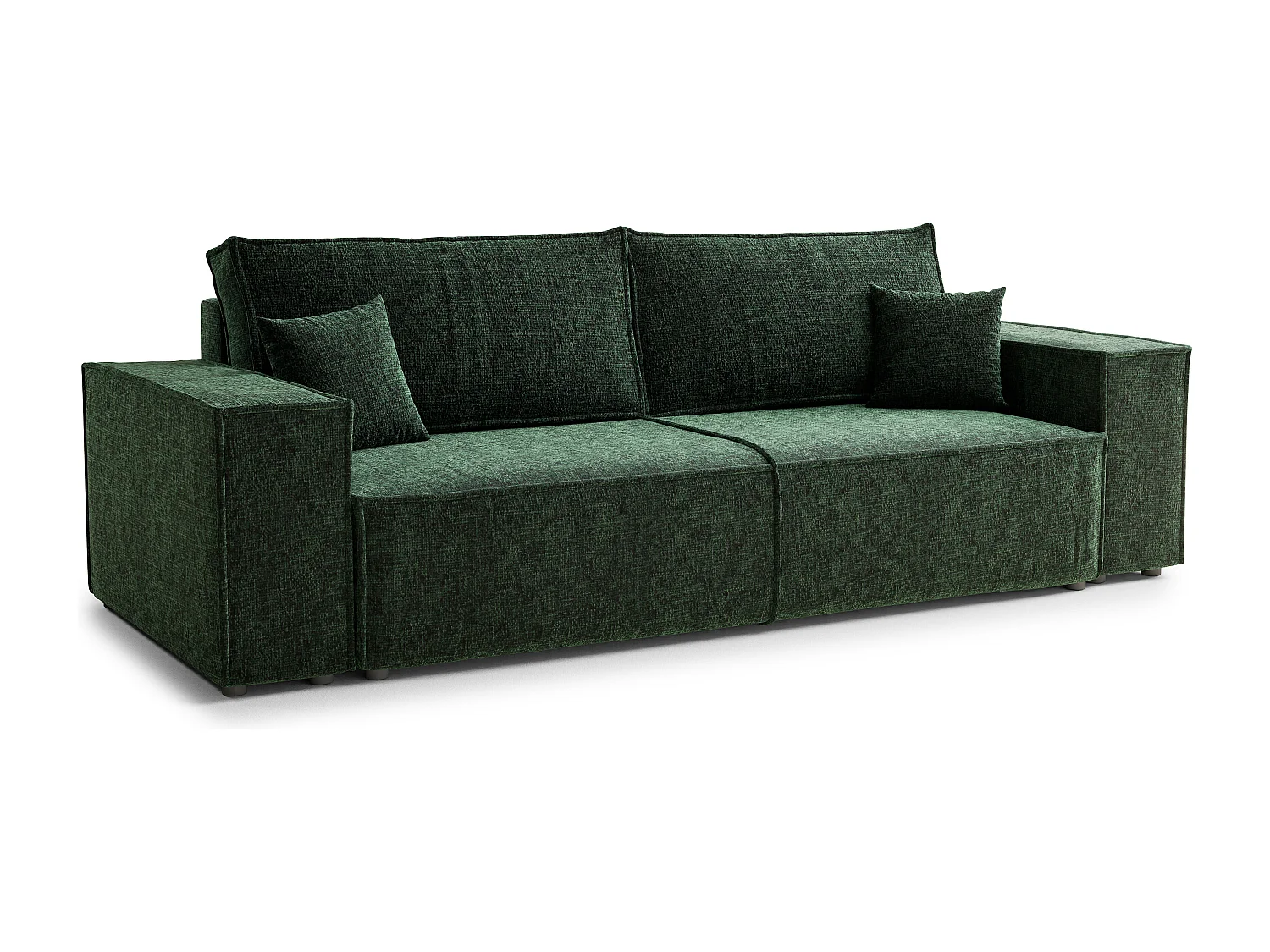 Canapé 3 places convertible en tissu chenille vert foncé MILOS
