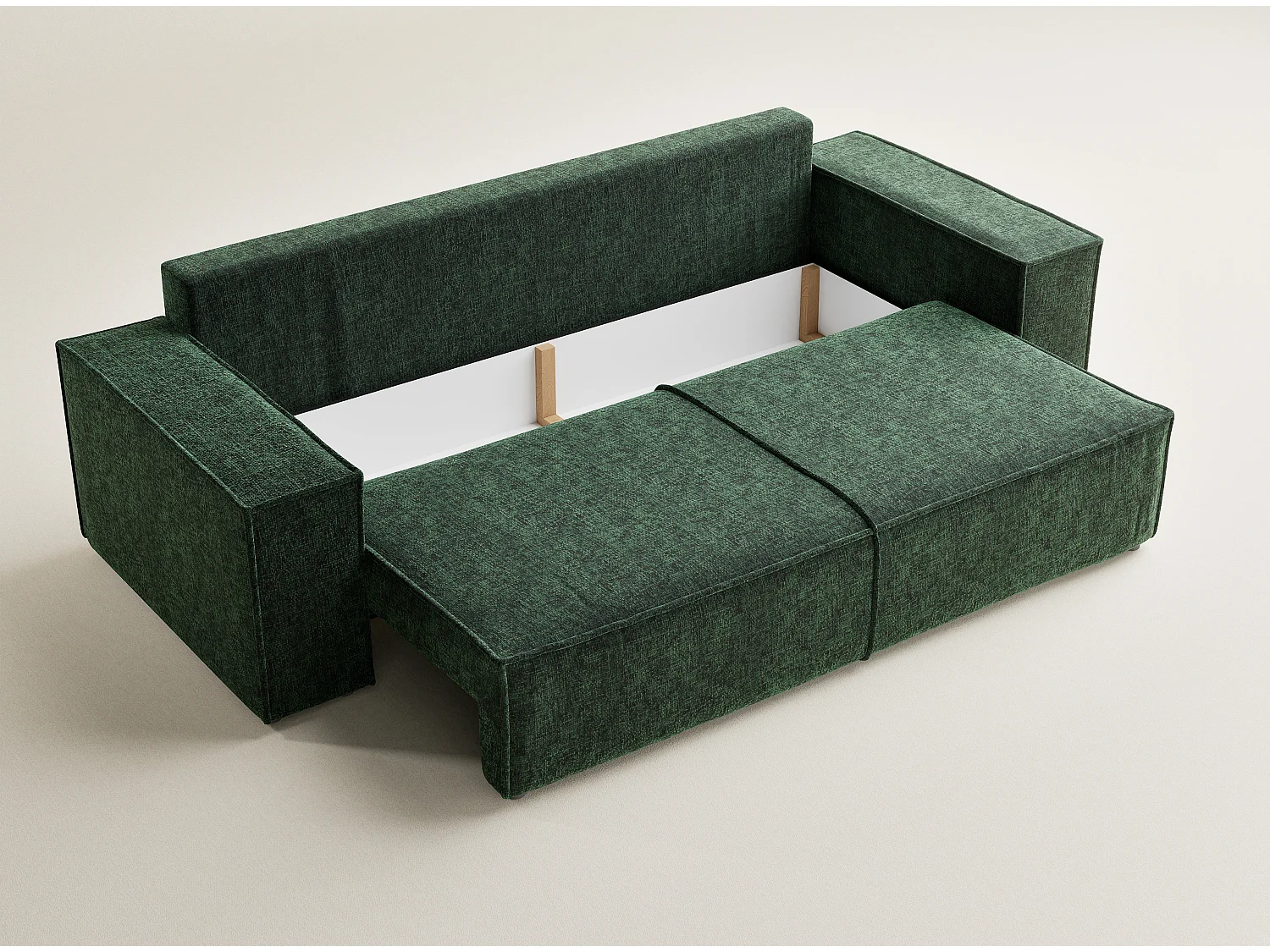 Canapé 3 places convertible en tissu chenille vert foncé MILOS
