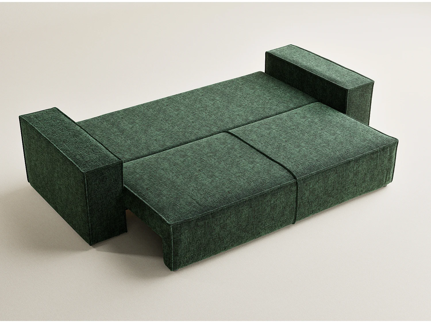 Canapé 3 places convertible en tissu chenille vert foncé MILOS