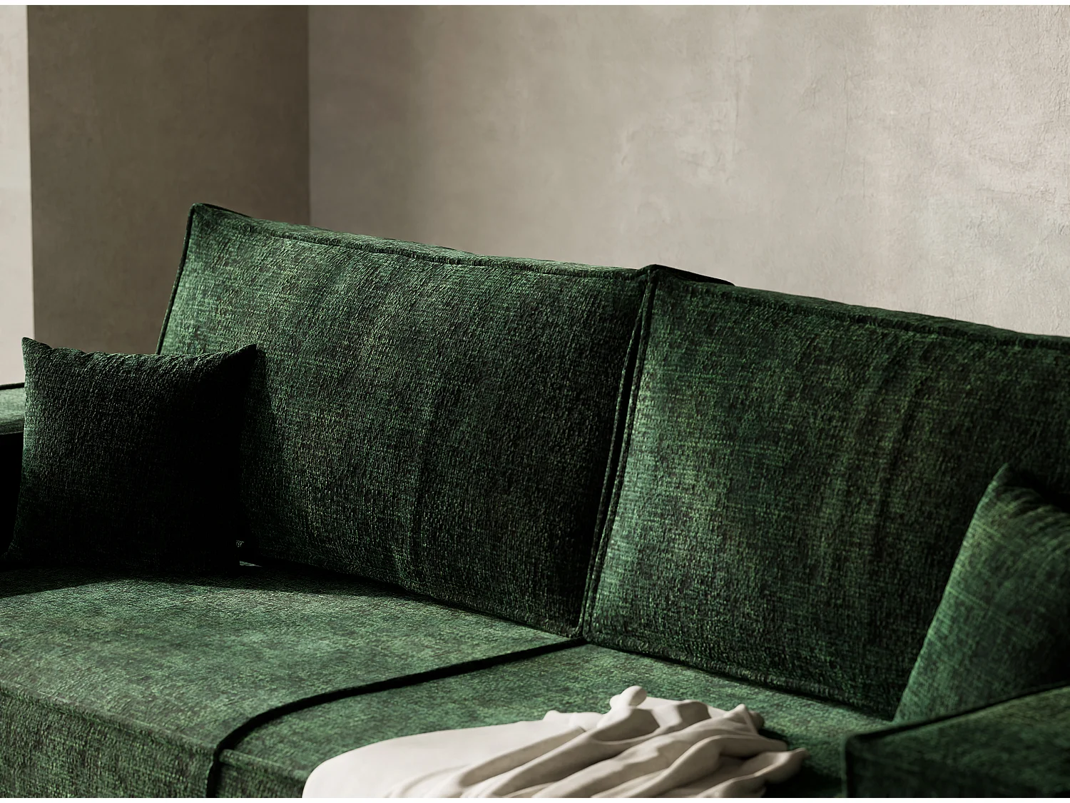 Canapé 3 places convertible en tissu chenille vert foncé MILOS