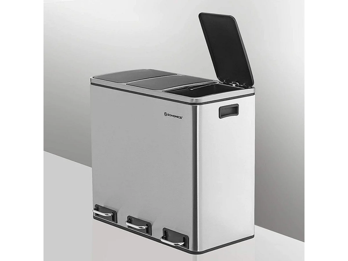 Poubelle de tri 3 bacs de 18L à pédales