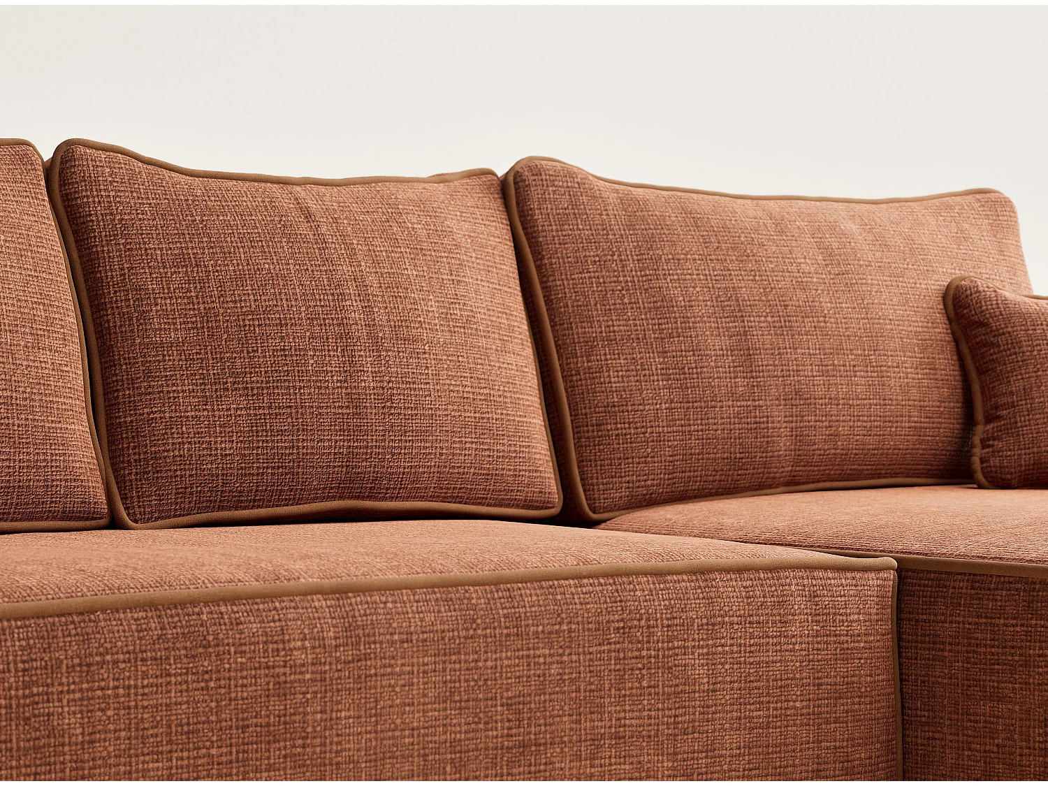 Canapé d'angle droit convertible en tissu chenille cuivre MODO