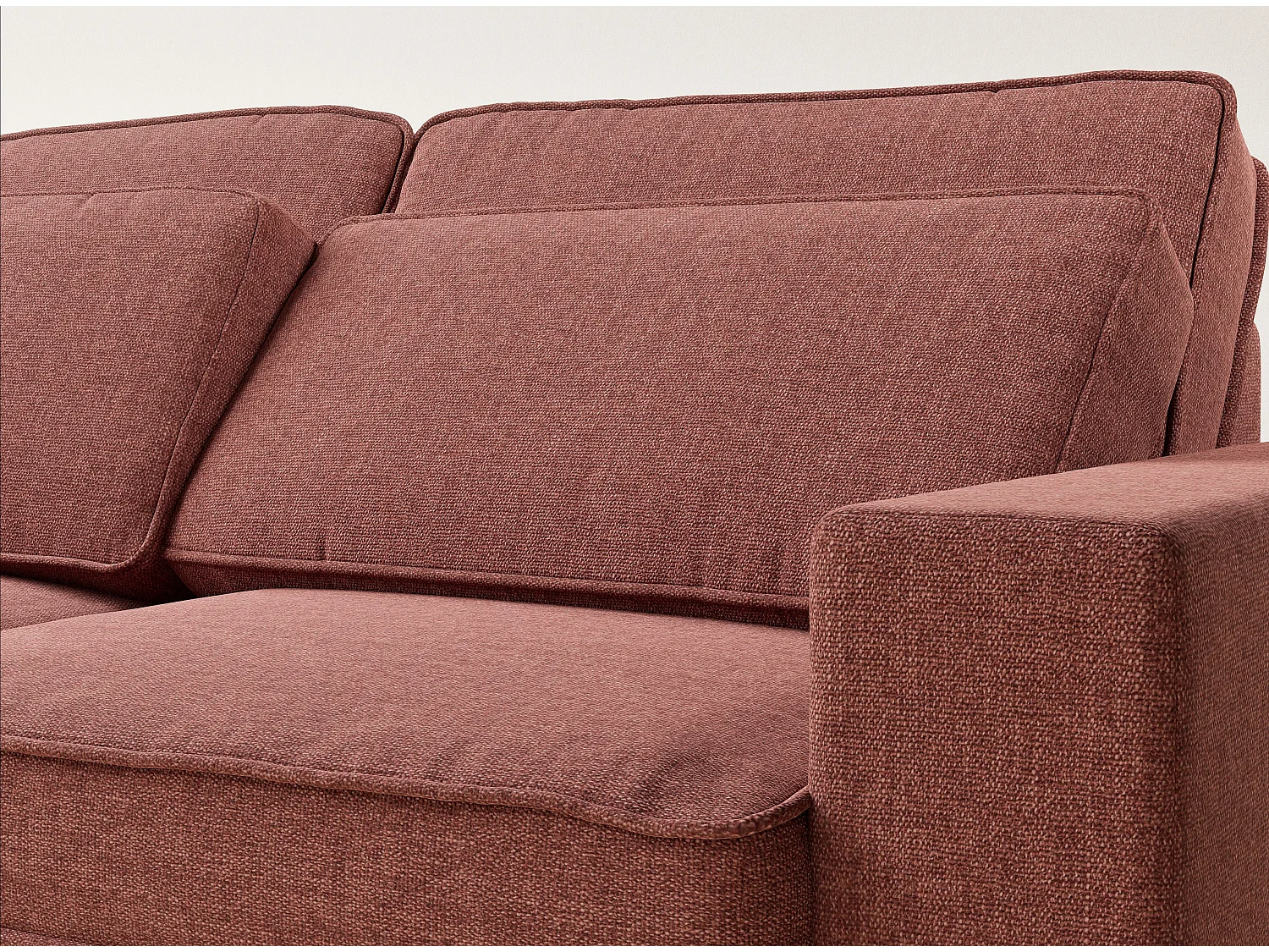 Canapé d'angle gauche 5 places en tissu tressé corail KIROU