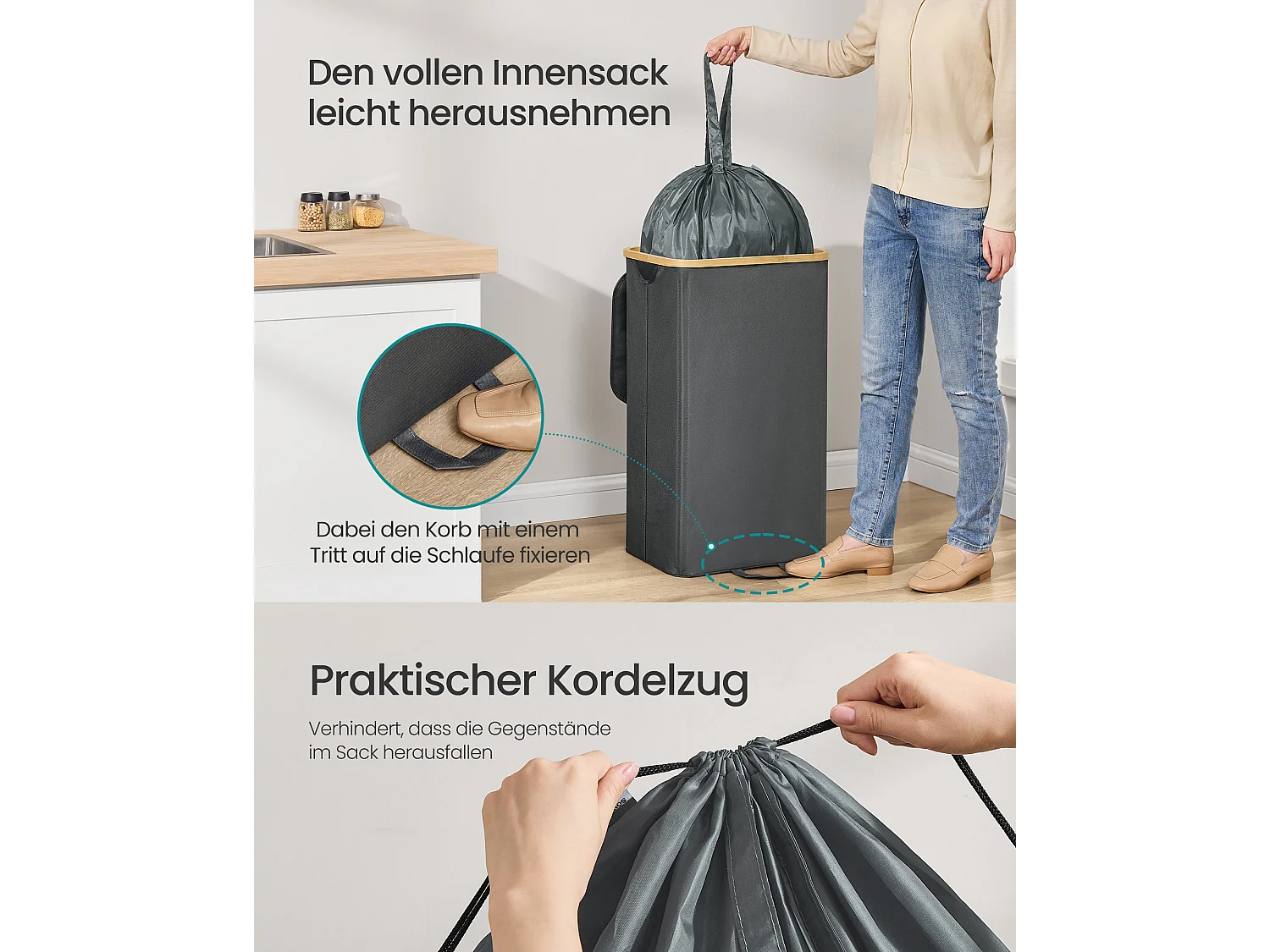 Indsamlingsbeholder til pantflasker 95 L skifergrå-naturbeige