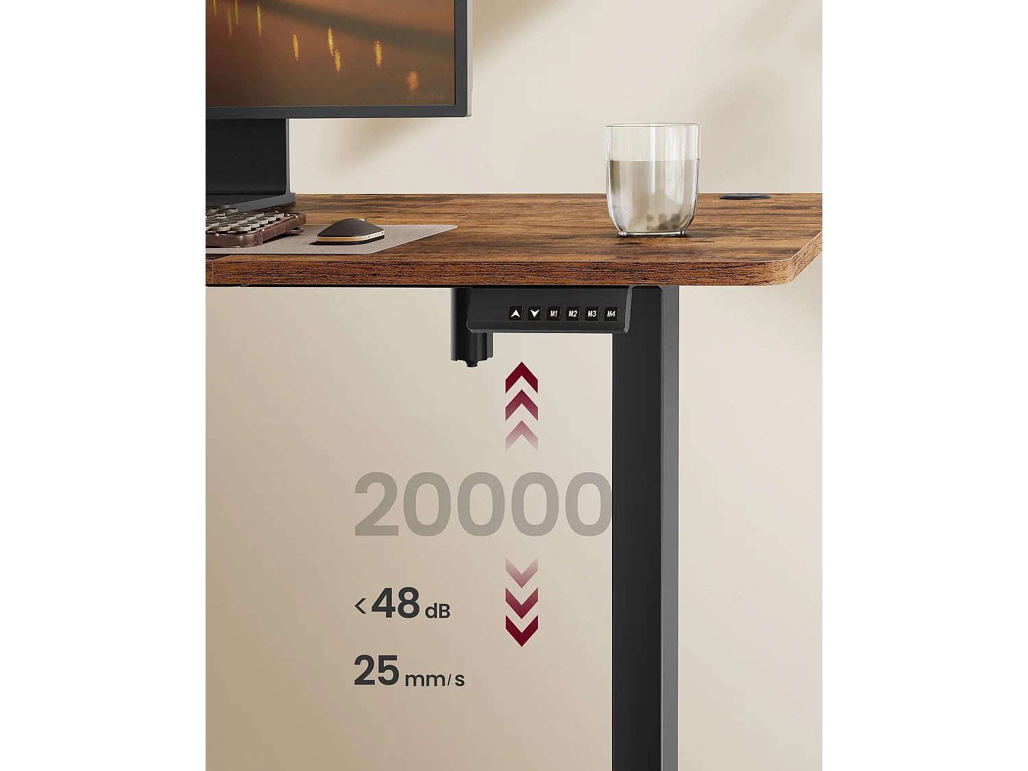 Højdejusterbart elektrisk skrivebord 180 x 80 x (72-120) cm