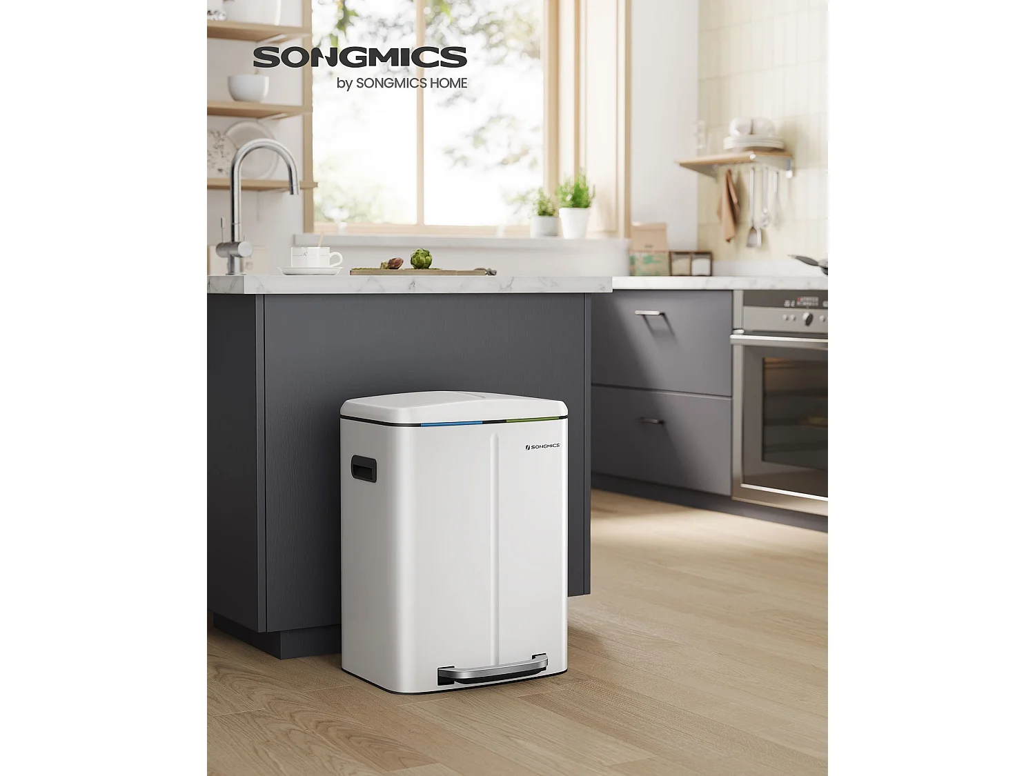 Cestino per rifiuti 40 litri (2 x 20 L) Bianco