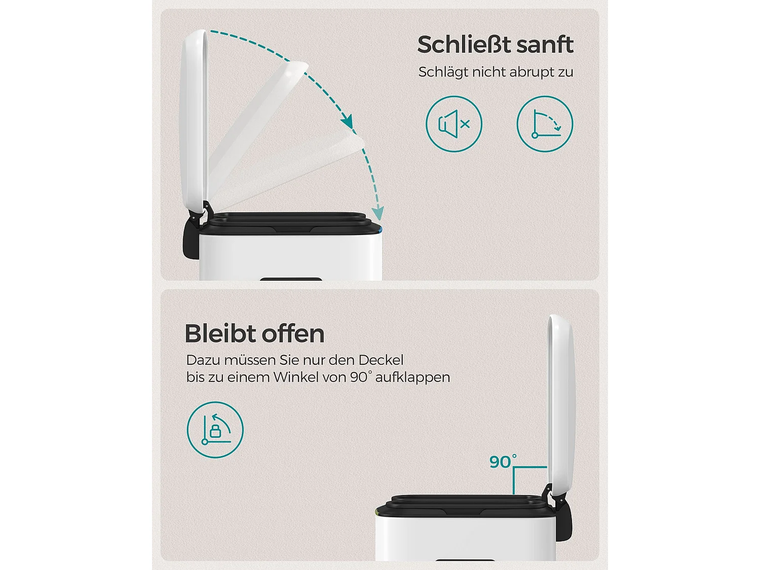 Cestino per rifiuti 40 litri (2 x 20 L) Bianco