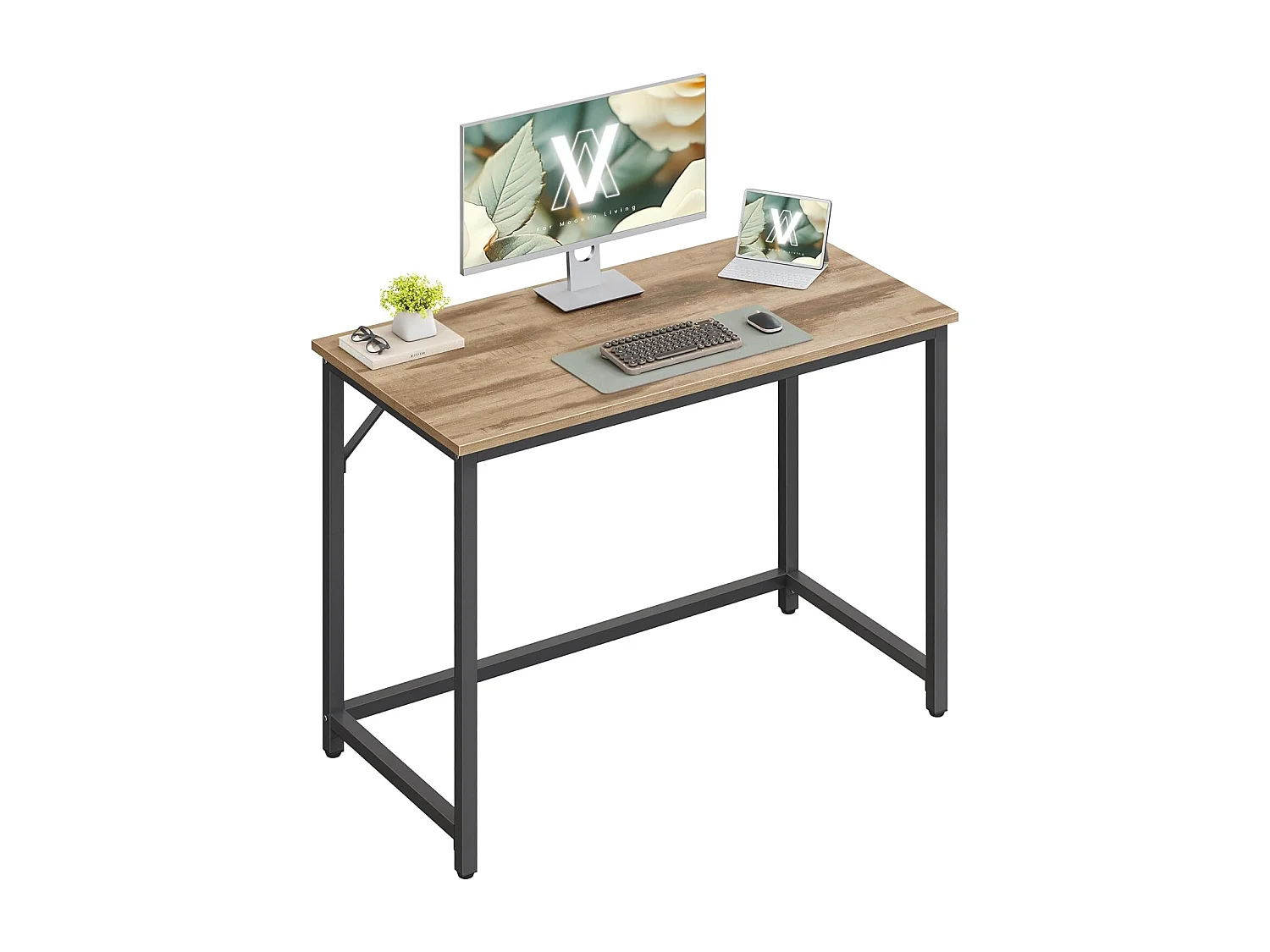 Kontorskrivebord 100 x 50 x 76 cm camel brown-ink black