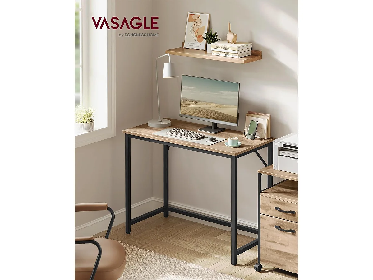 Kontorskrivebord 100 x 50 x 76 cm camel brown-ink black