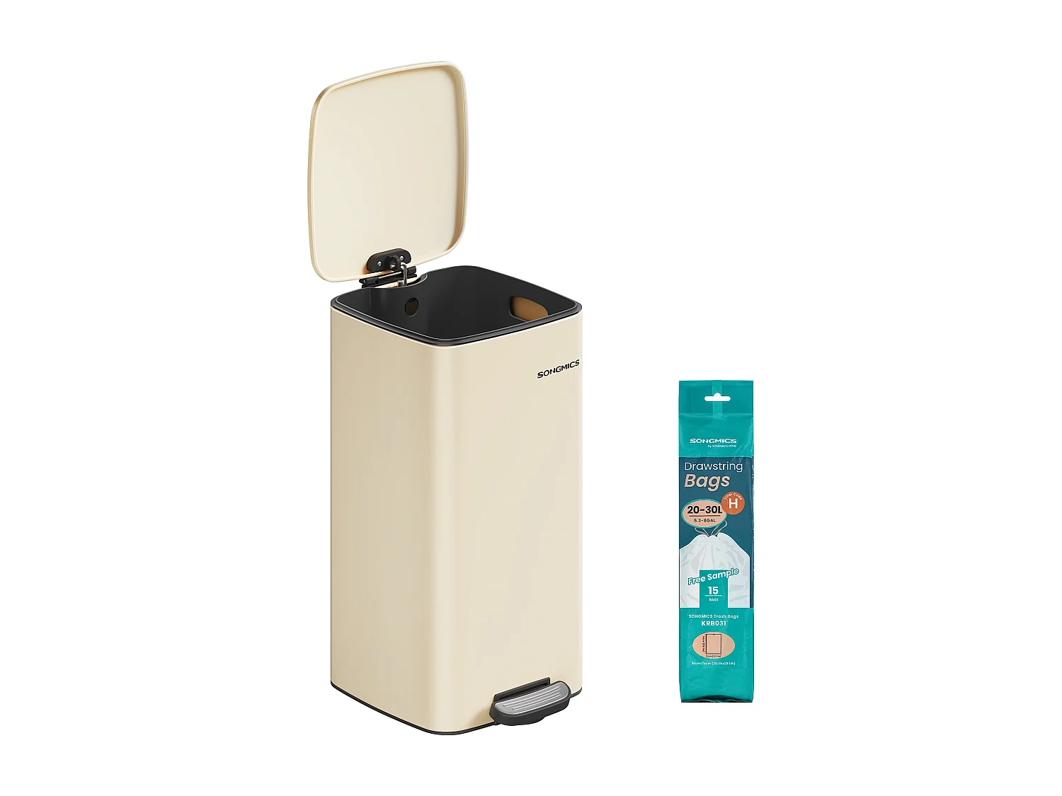 30 liters affaldsspand i stål sandbeige