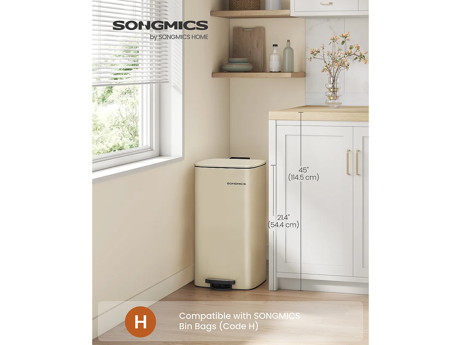 30 liters affaldsspand i stål sandbeige