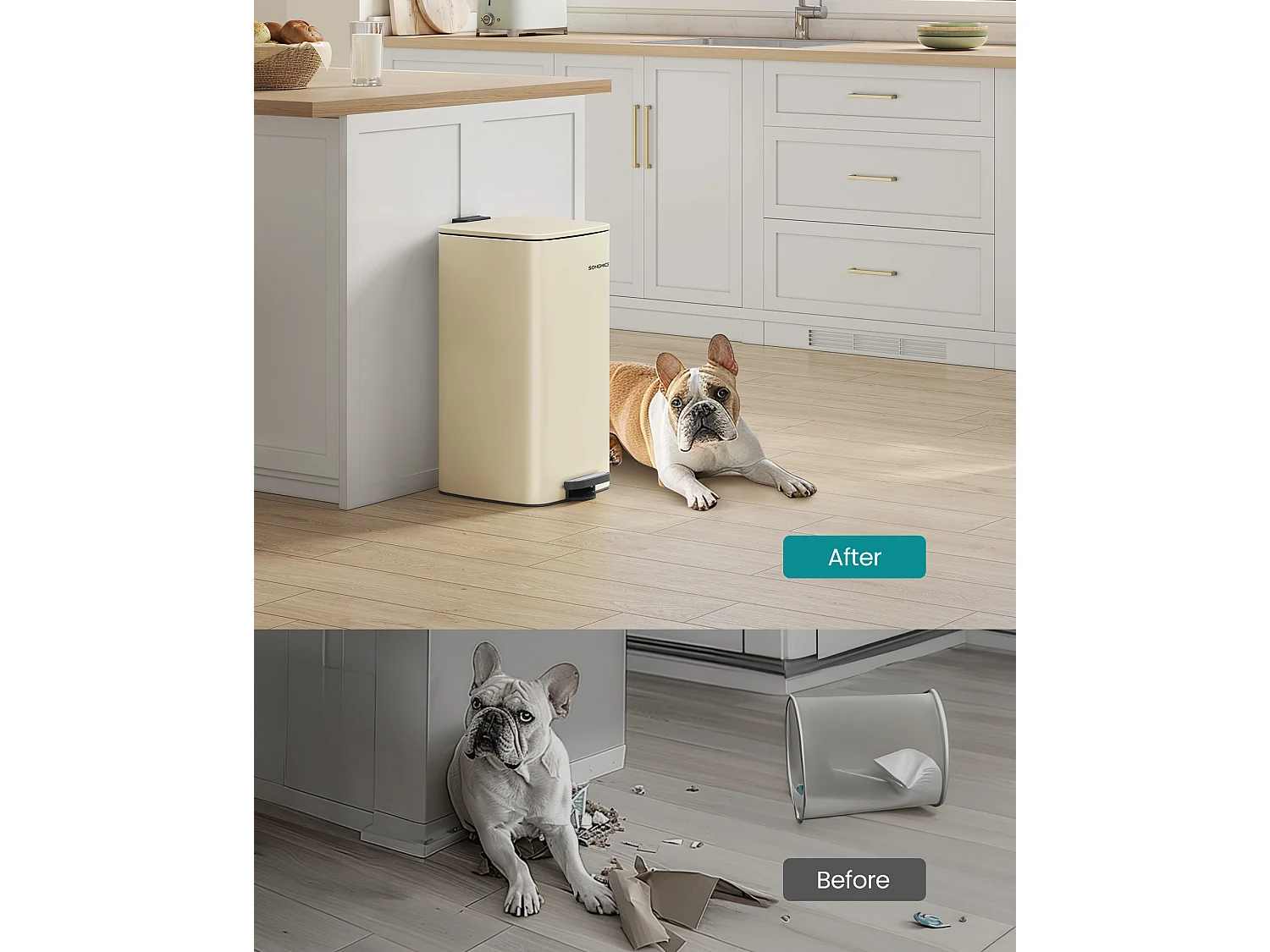 30 liters affaldsspand i stål sandbeige