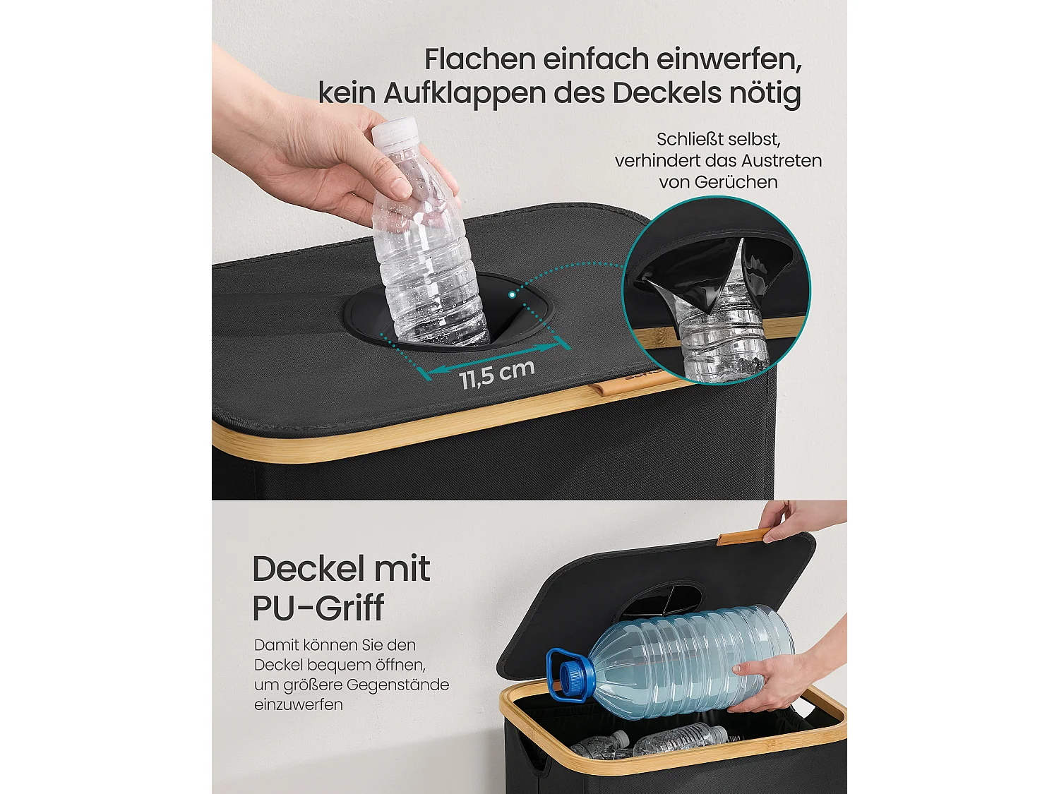 Indsamlingsbeholder til pantflasker 95 L blæk-sort-naturlig beige