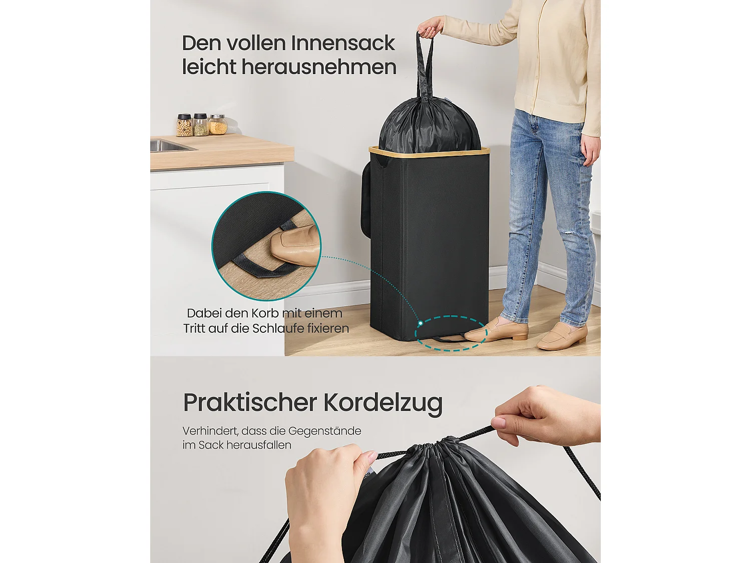 Indsamlingsbeholder til pantflasker 95 L blæk-sort-naturlig beige