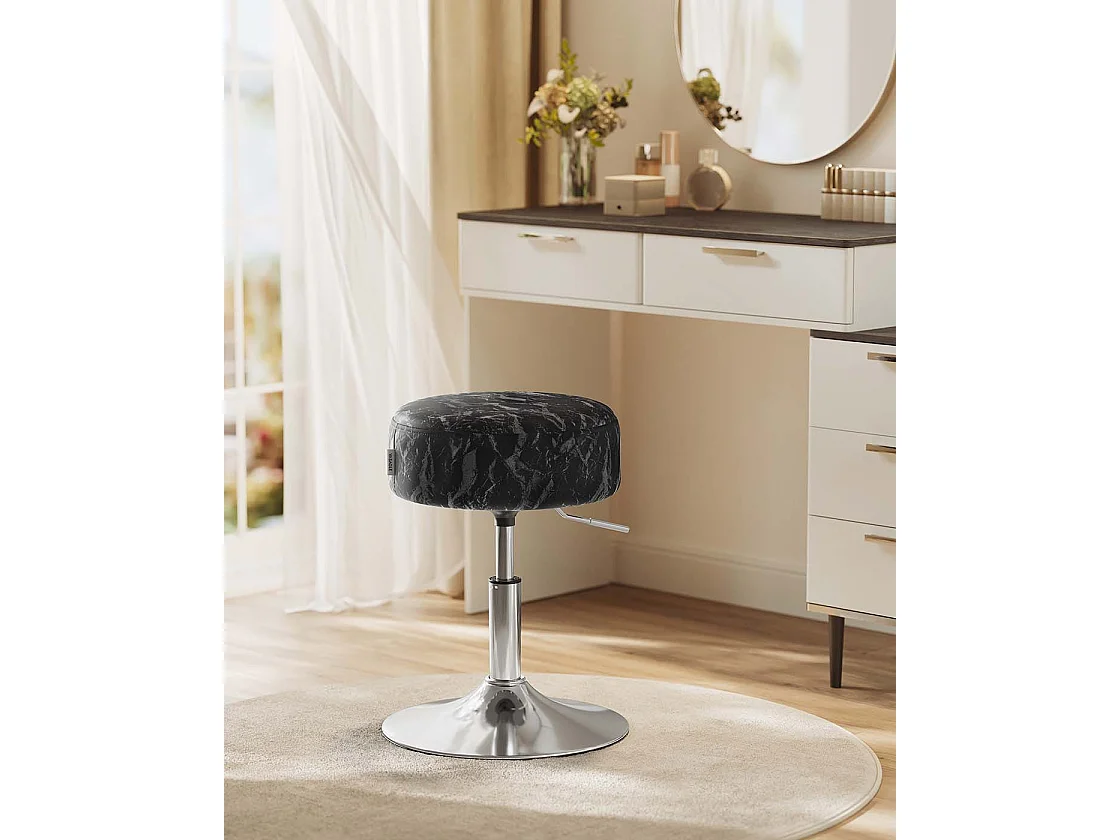 Height-adjustable and 360° swivel make-up stool ink black