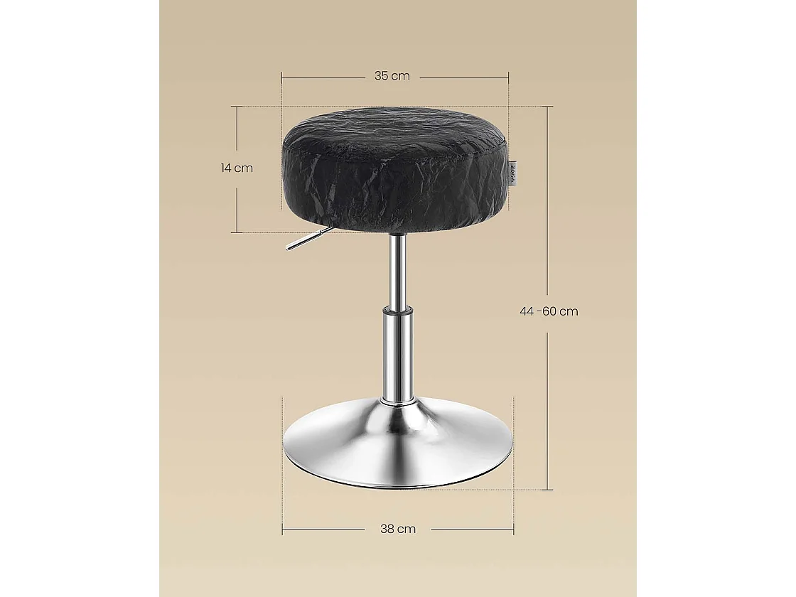 Height-adjustable and 360° swivel make-up stool ink black