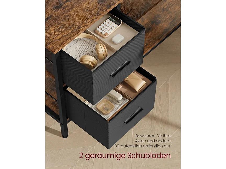 L-formet skrivebord med 2 skuffer 115 x 105 cm