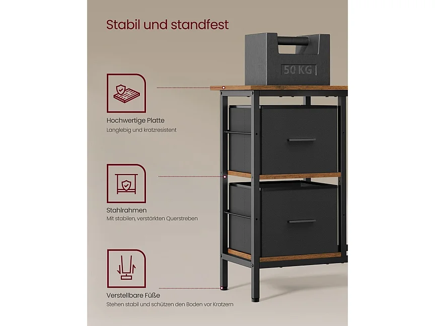 L-formet skrivebord med 2 skuffer 115 x 105 cm