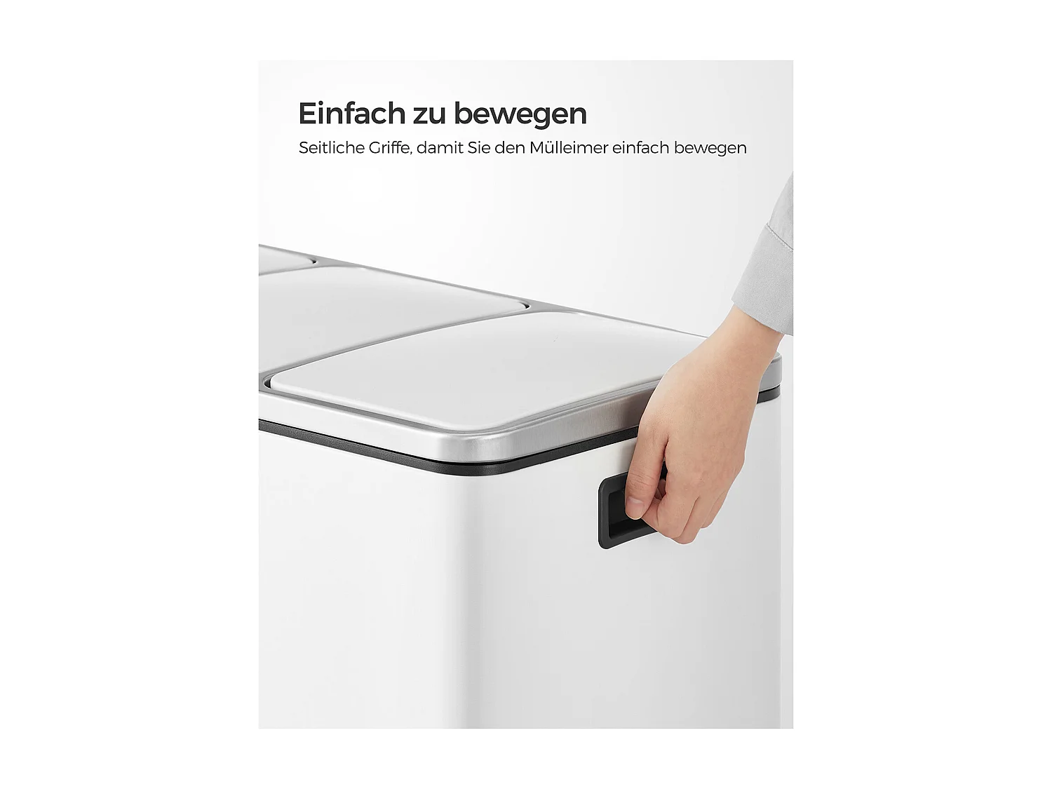 SONGMICS Genbrugsspand, 3 x 18 L tredobbelt køkkenspand, pedalspand med 3 rum og soft-close-låg, indvendige plastspande og håndtag, hvid LTB54WT