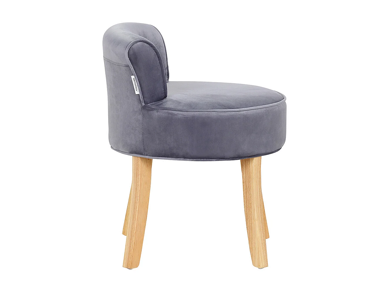 Velvet Dressing Table Stool with Wooden Legs - Grey