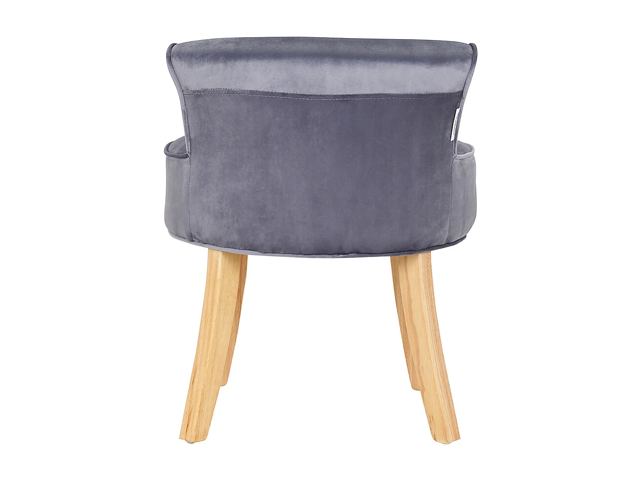 Velvet Dressing Table Stool with Wooden Legs - Grey