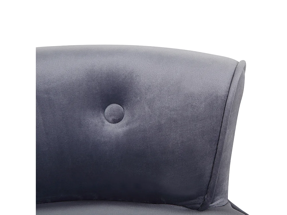 Velvet Dressing Table Stool with Wooden Legs - Grey