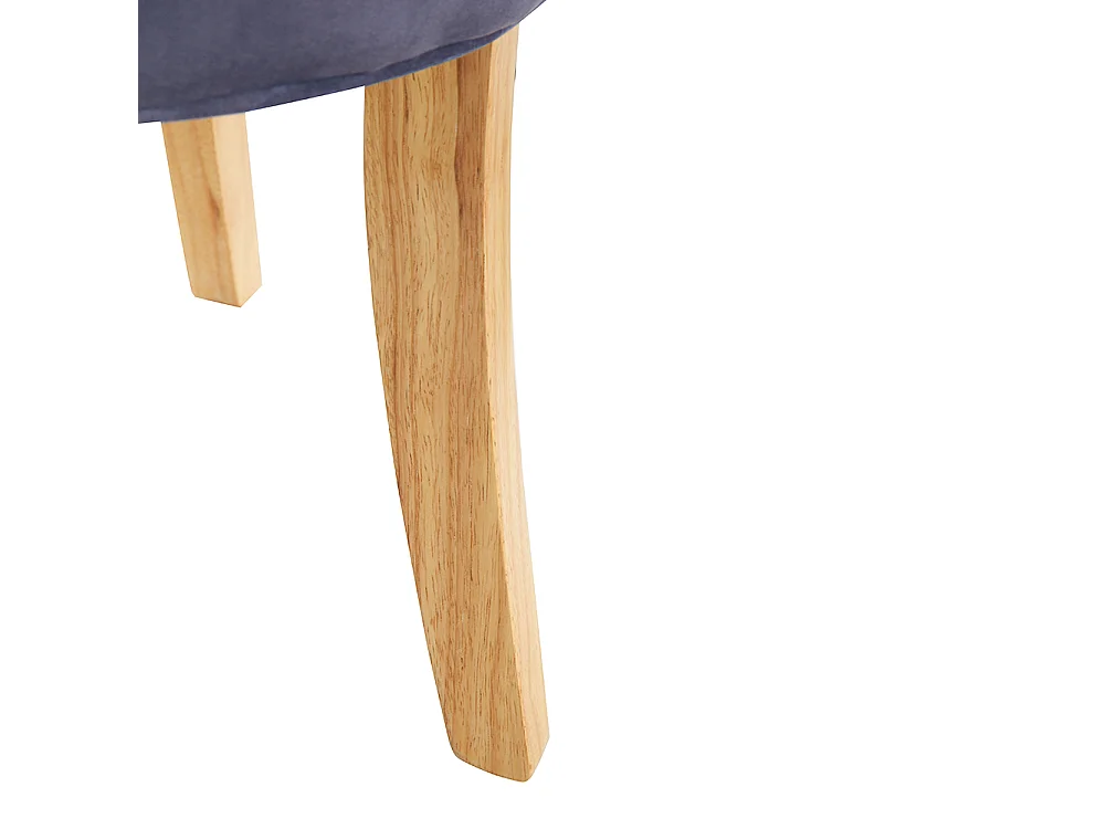 Velvet Dressing Table Stool with Wooden Legs - Grey