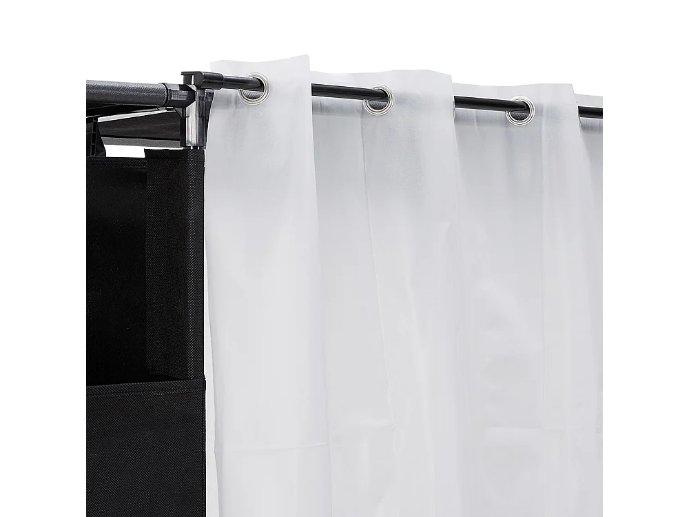 Portable Metal Closet Cabinet with Hanging Rod and Shelves - Black