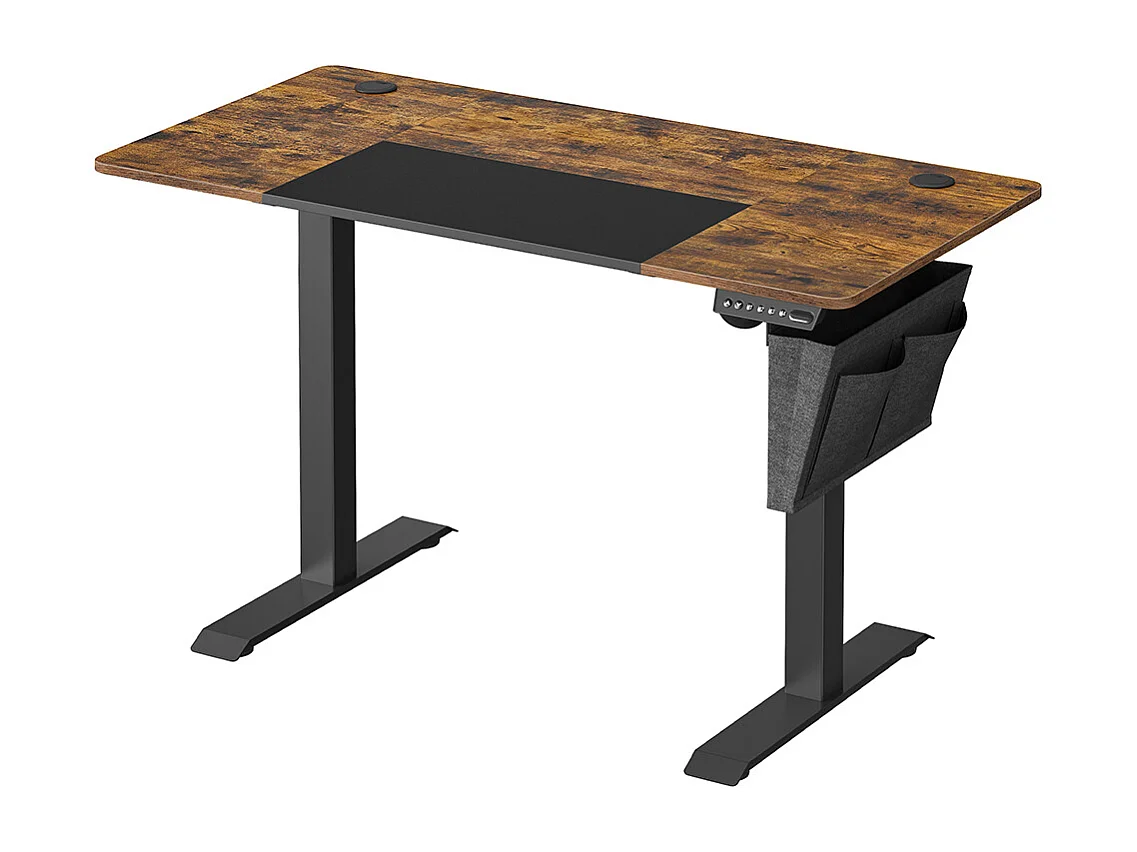 SONGMICS Højdejusterbart elektrisk skrivebord, 60 x 120 x (72-120) cm, fuldt justerbart, splejset plade, hukommelsesfunktion med 4 højder, vintage brun/sort