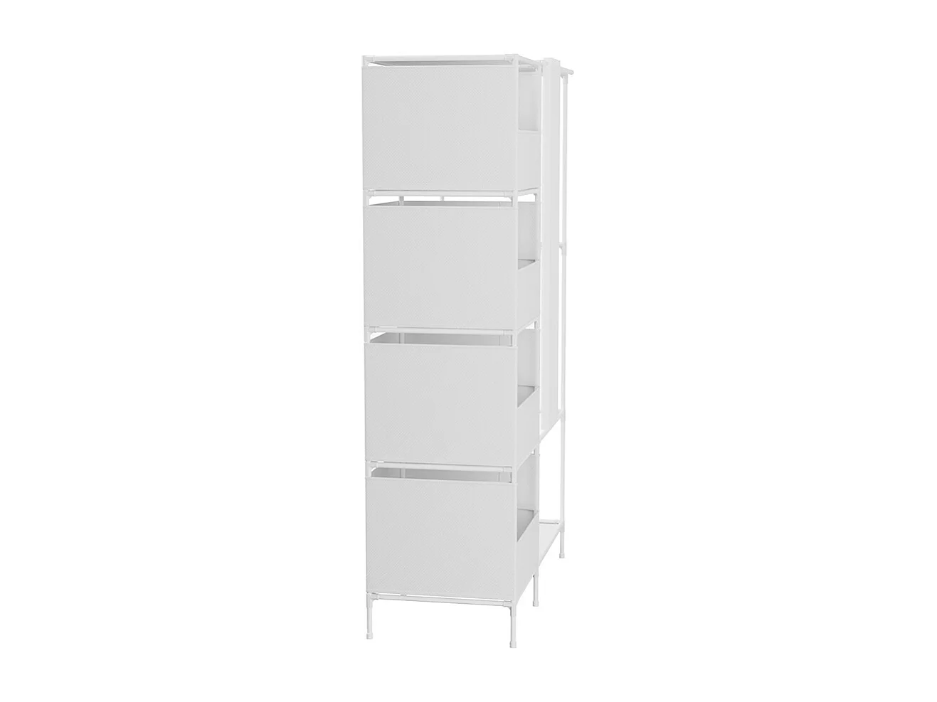 Portable Metal Closet Cabinet with Hanging Rod and Shelves - White