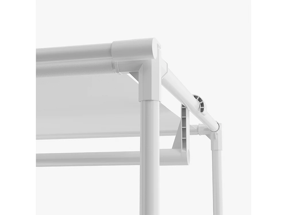 Portable Metal Closet Cabinet with Hanging Rod and Shelves - White