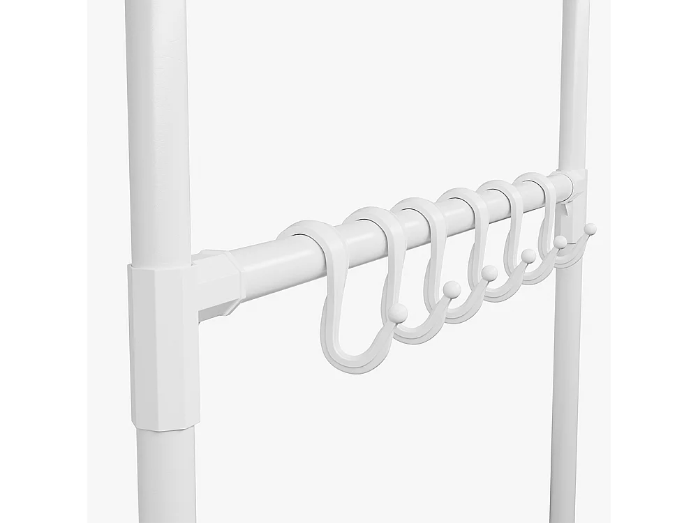 Portable Metal Closet Cabinet with Hanging Rod and Shelves - White