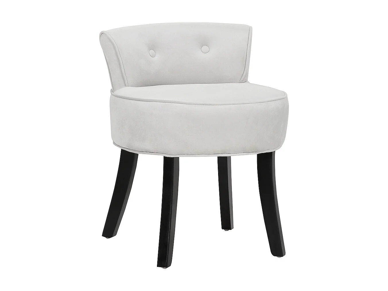 Velvet Dressing Table Stool with Wooden Legs - Grey White