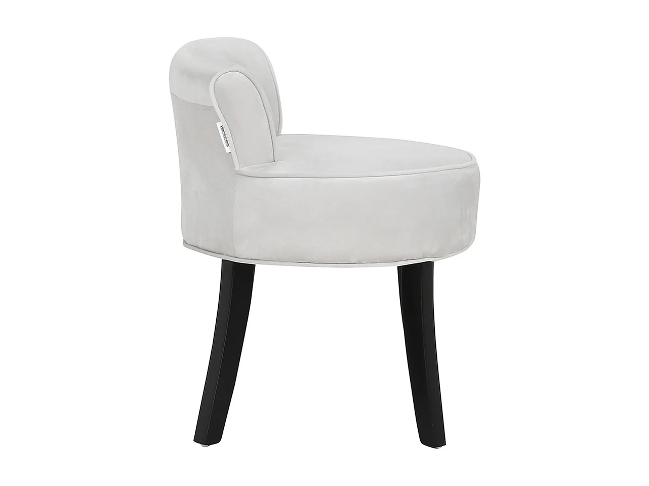 Velvet Dressing Table Stool with Wooden Legs - Grey White