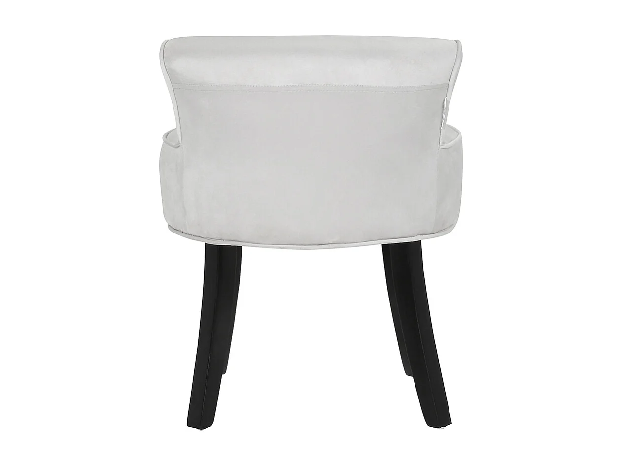 Velvet Dressing Table Stool with Wooden Legs - Grey White