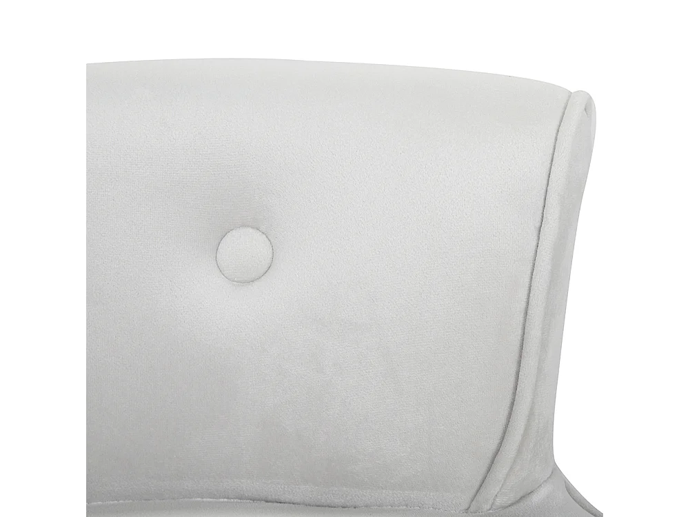 Velvet Dressing Table Stool with Wooden Legs - Grey White