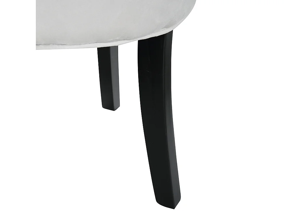 Velvet Dressing Table Stool with Wooden Legs - Grey White