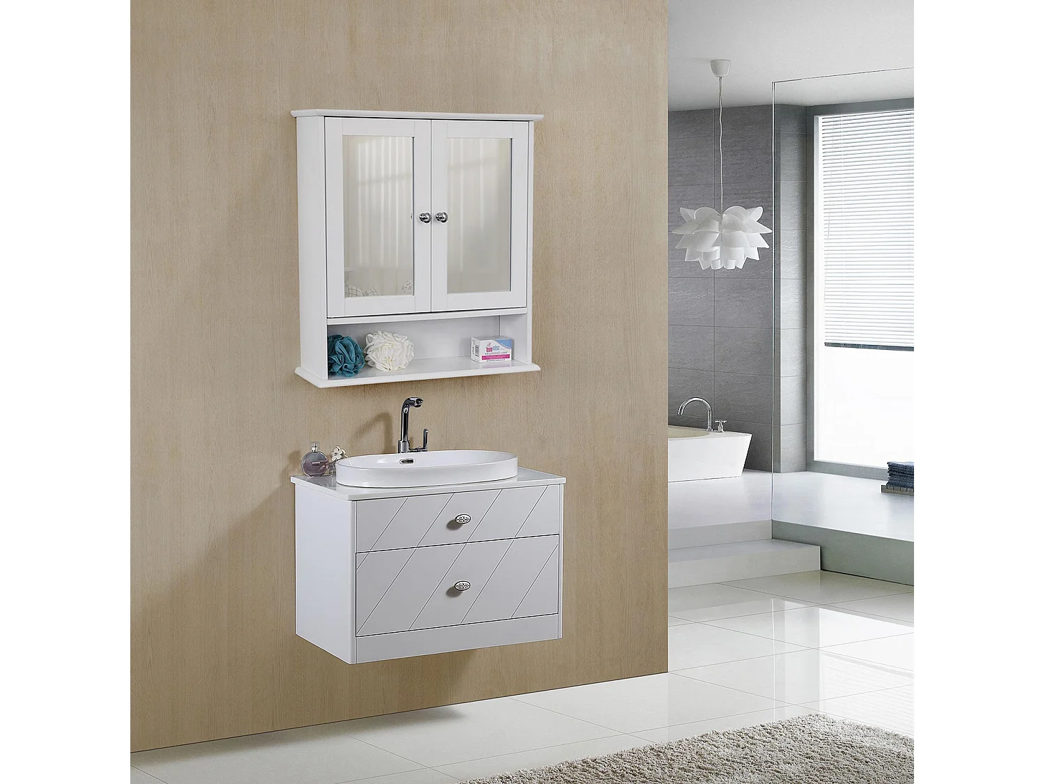 Armoire murale 2 miroirs