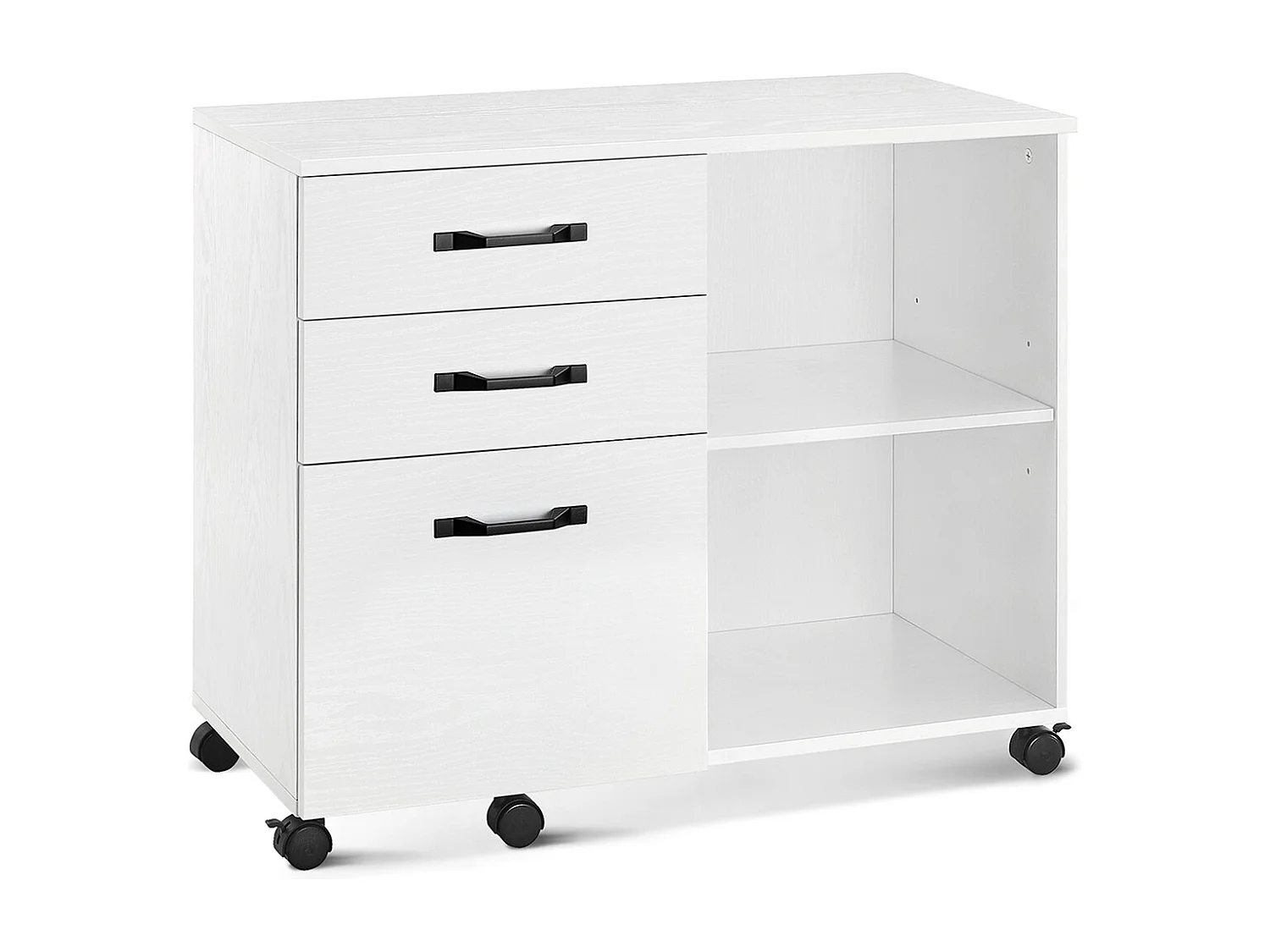 Mobile pedestal with 3 drawers and castors white