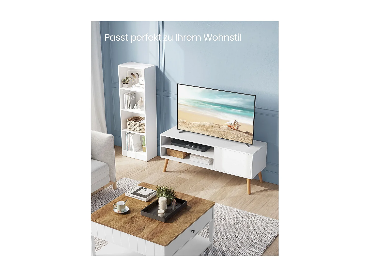 VASAGLE TV Cabinet Lowboard TV Cabinet for TVs up to 55 Inches 120 cm Long TV Stand for Living Room Industrial Design White LTV120T46