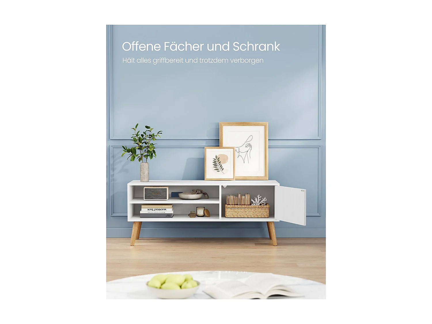 VASAGLE TV Cabinet Lowboard TV Cabinet for TVs up to 55 Inches 120 cm Long TV Stand for Living Room Industrial Design White LTV120T46