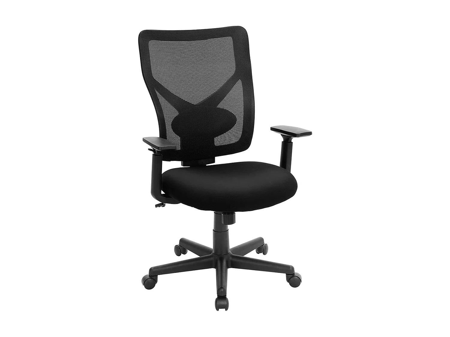 SONGMICS Mid-back Mesh Office Chair, drejelig ergonomisk stol med vippemekanisme, polstret med indvendig fjeder, justerbar lændestøtte, armlæn,